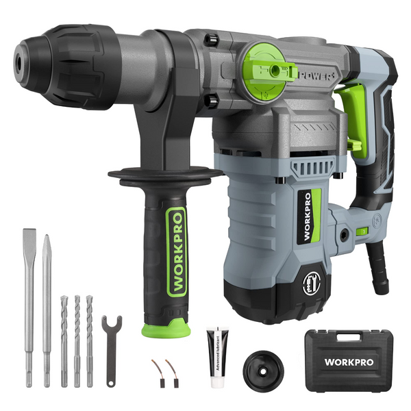 WORKPRO 12.5AMP 1-1/4 Inch Premium SDS-Plus Rotary Hammer Drill, Heavy Duty Corded Version