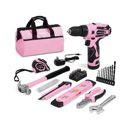 workpro-pink ribbon tools-12V cordless drill set