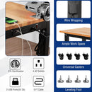 WORKPRO 48"X22" Adjustable Rubber Wood Top Workbench with Casters, Leveling Foot and Power Outlets, 1500 LBS Load Capacity