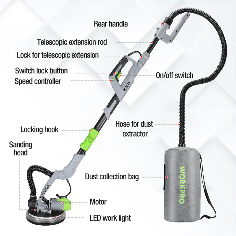 WORKPRO 720W Electric Drywall Sander with Vacuum