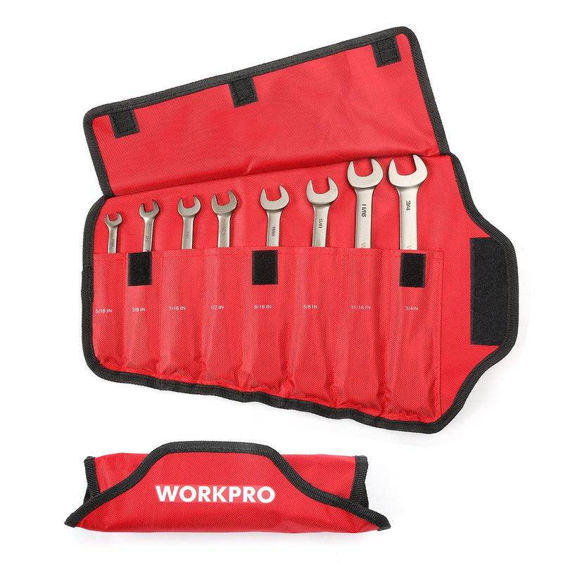 WORKPRO 8 Pcs Flex-Head Ratcheting Combination Wrench Set with Organizer Bag