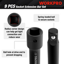 WORKPRO 9 Pcs Impact Driver Extension Bar Set