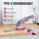 WORKPRO 2 in 1 Handheld 3.6V Electric Cordless Shrubbery Trimmer Hedge Shears/Grass Cutter - Pink Ribbon