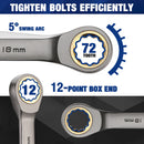 WORKPRO 22-Piece Regular/Flex-Head Ratcheting Wrench Set with Organizer Box, 72 Teeth, Metric 6-18mm & SAE 1/4-3/4"