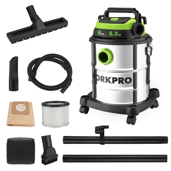 WORKPRO 6 Gallon Wet/Dry Shop Vacuum with HEPA Filter, Hose and Accessories for Home/Jobsite Dust Collection