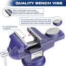 WORKPRO Bench Vise, 2.5 Inch Jaw Width Universal Table Vise, 360?Swivel Base Home Vice Bench Clamp with Magnetic Jaw Pads, Portable Clamp-on Vise Bench for Woodworking, Metalworking, Drilling (W)