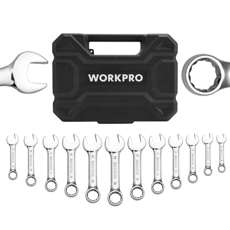 WORKPRO 12 Pcs Stubby Combination Wrench Set