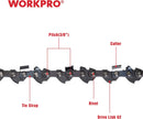WORKPRO 2-Pack 18 Inch Chainsaw Chain, 3/8"Pitch, 62 Drive Links Wood Cutting Saw Chain for Chainsaw Parts