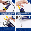 WORKPRO Pistol Grip Grease Gun Set, with 18inch Flexible Hose, 2 Fixed Tubes, 3 Nozzles Included, 14oz Load, 4000 PSI