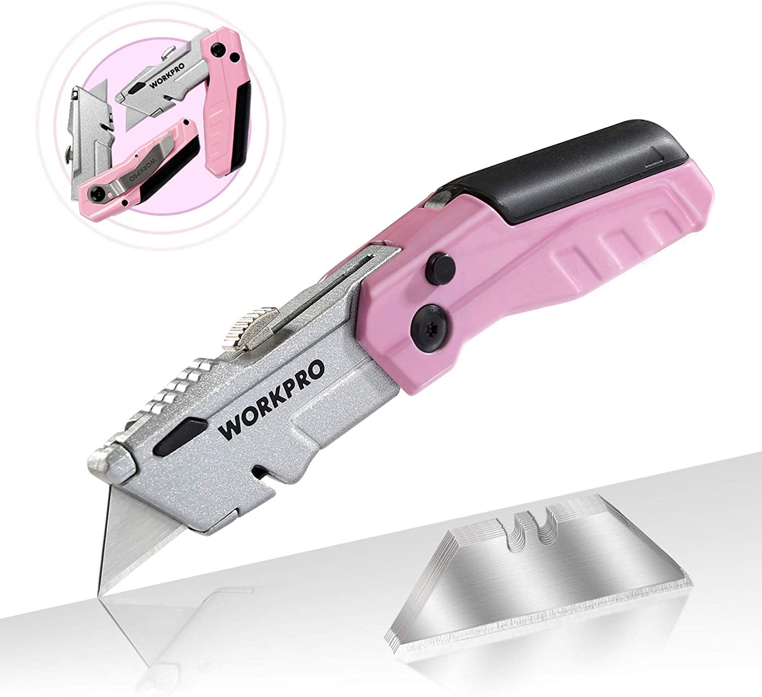 Pink Box Cutter Retractable Utility Knife - Two Pack Heavy Duty Box Cutter  Knife Cardboard Cutter - Box Opener Razor Blades Knife with 5 Sharp Utility