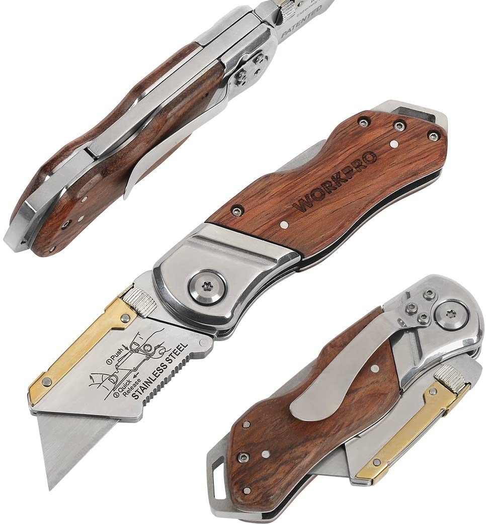 Premium Bead, Utility & Tactical wooden handle utility knife 