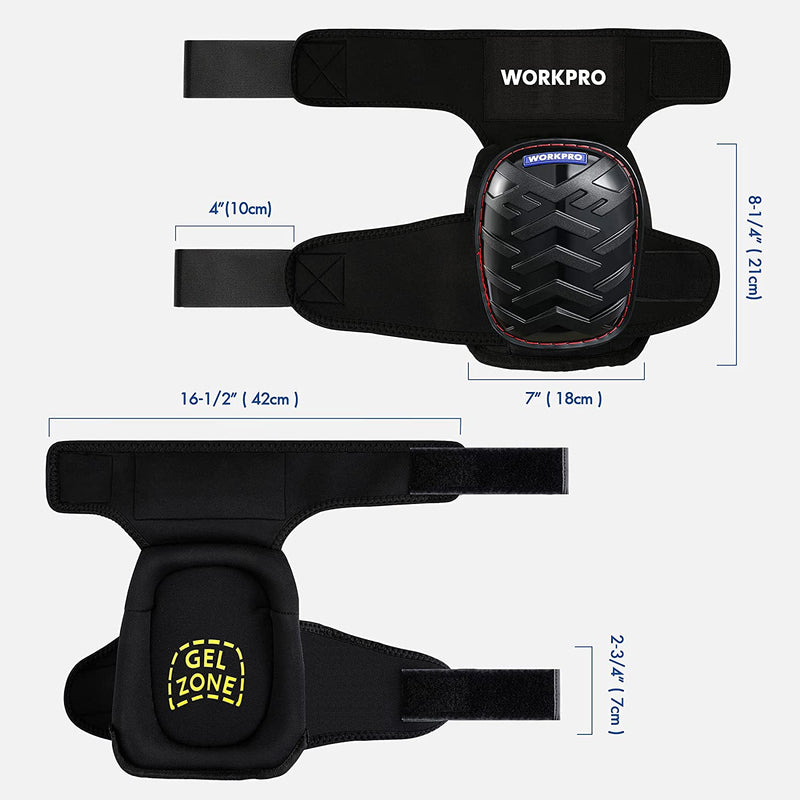 WORKPRO Gel Knee Pads with Anti-Slip Straps, Professional Kneepads for Work