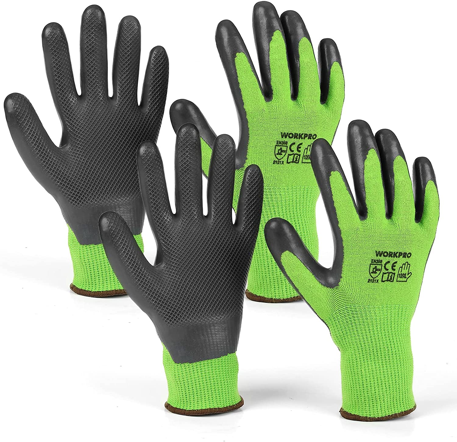 WORKPRO 2 Pairs Garden Gloves, Working Gloves with Eco Latex Palm Coa