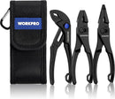 WORKPRO 3-Piece Mini Pliers Set with Pouch, 4-Inch Slip Joint Plier & 4-Inch Water Pump Plier & 4.5-Inch Long Nose Slip Joint Plier, High-Toughness Pocket Pliers for Tight Spaces & Versatile Use