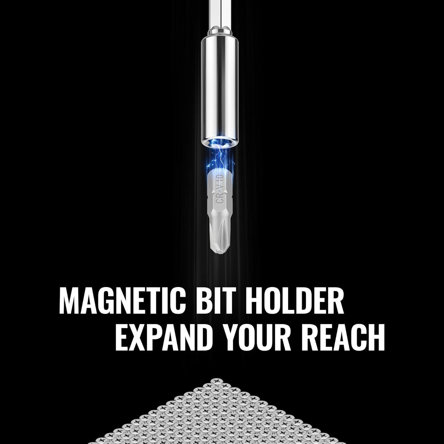 Magnetic bit holder with chrome handle and tamper-proof screwdriver bit