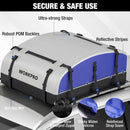 WORKPRO 21 Cubic Feet Rooftop Cargo Carrier Roof Bag, Waterproof Roof Rack Cargo Carrier for Vehicles with/Without Rack, Heavy Duty 840D PVC, Includes Anti-Slip Mat, 6 Door Hooks and Storage Bag