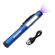 WORKPRO LED Pen Light with UV Flashlight, 2 White Lighting Modes with 450 Lumens Max, Blue