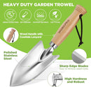 WORKPRO 11" Garden Hand Trowel, Heavy Duty Polished Stainless Steel Garden Shovel with Wooden Handle, Hand Gardening Tool for Digging, Planting, Transplanting