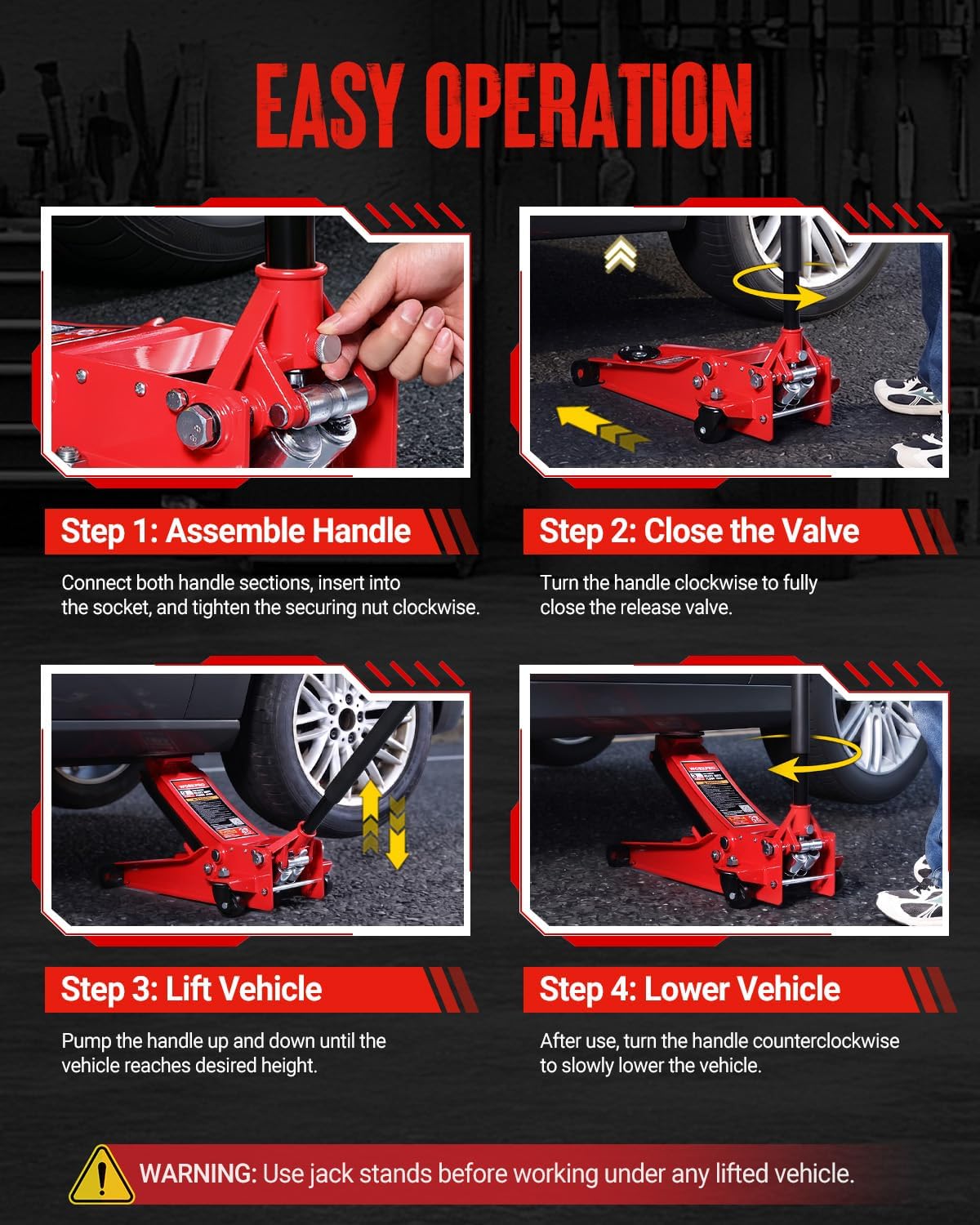 WORKPRO 3 Ton Hydraulic Trolley Floor Jack with Dual Pump
