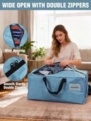 WORKPRO 2 Pack Extra Large Moving Bags with Zippers & Carrying Handles Backpack Straps, Heavy-Duty Storage Tote for Space Saving & Storage, Alternative to Moving Box (Dusty Blue)