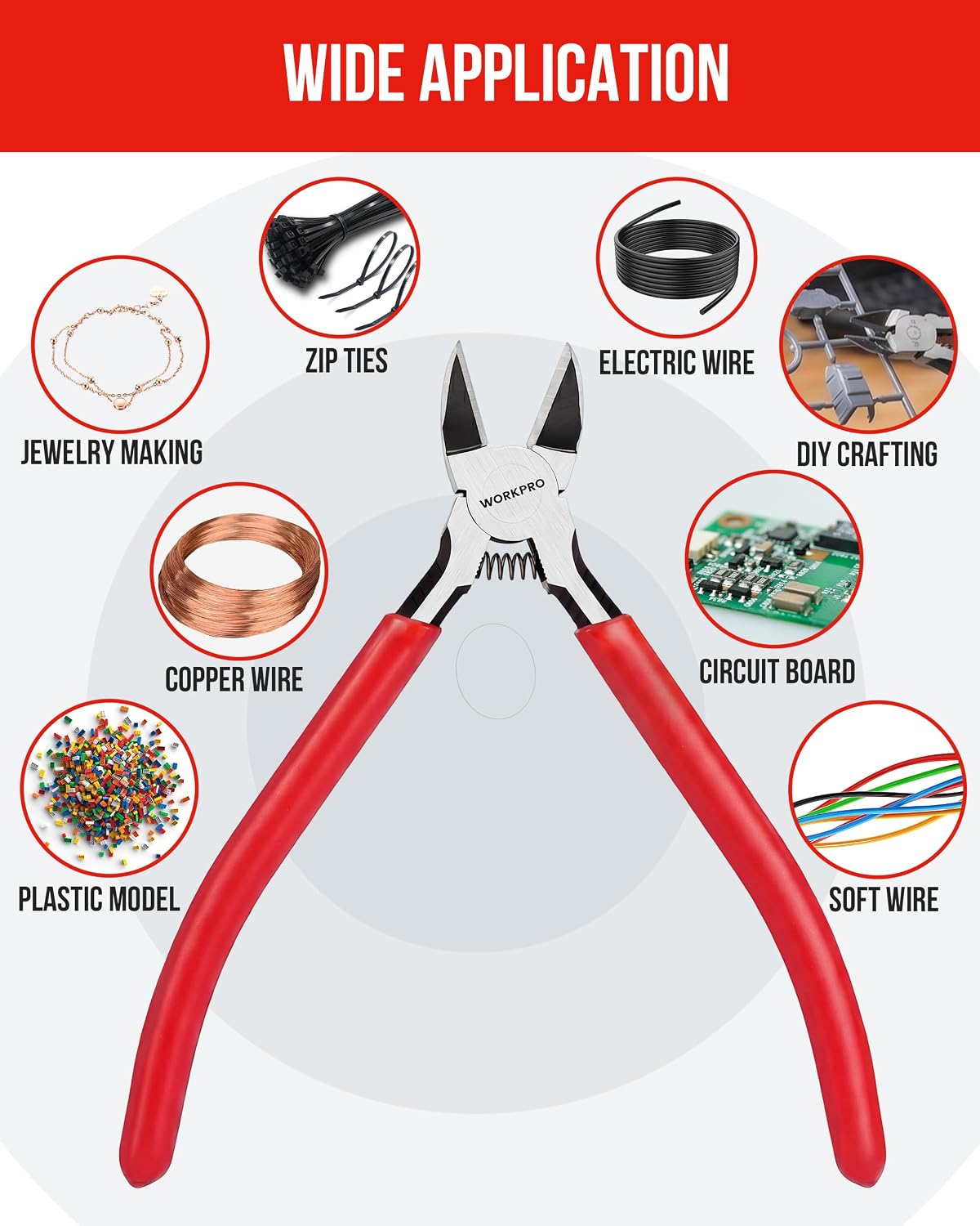 WORKPRO 6 Pack Wire Cutters, 6 Inch Precision Flush Cutters, Side Cutters