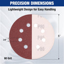 WORKPRO 100-Piece 80 Grit Sanding Discs - 5-Inch 8-Hole Hook and Loop Sandpaper for Random Orbital Sander (Not for Oscillating Tools or Mouse Sander)