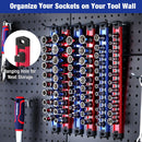 WORKPRO Magnetic Socket Organizer - 6-Piece Aluminum Alloy Socket Rail, Heavy Duty Socket Holder - Set: 1/4-Inch x 12 Clips, 3/8-Inch x 10 Clips, 1/2-Inch x 10 Clips
