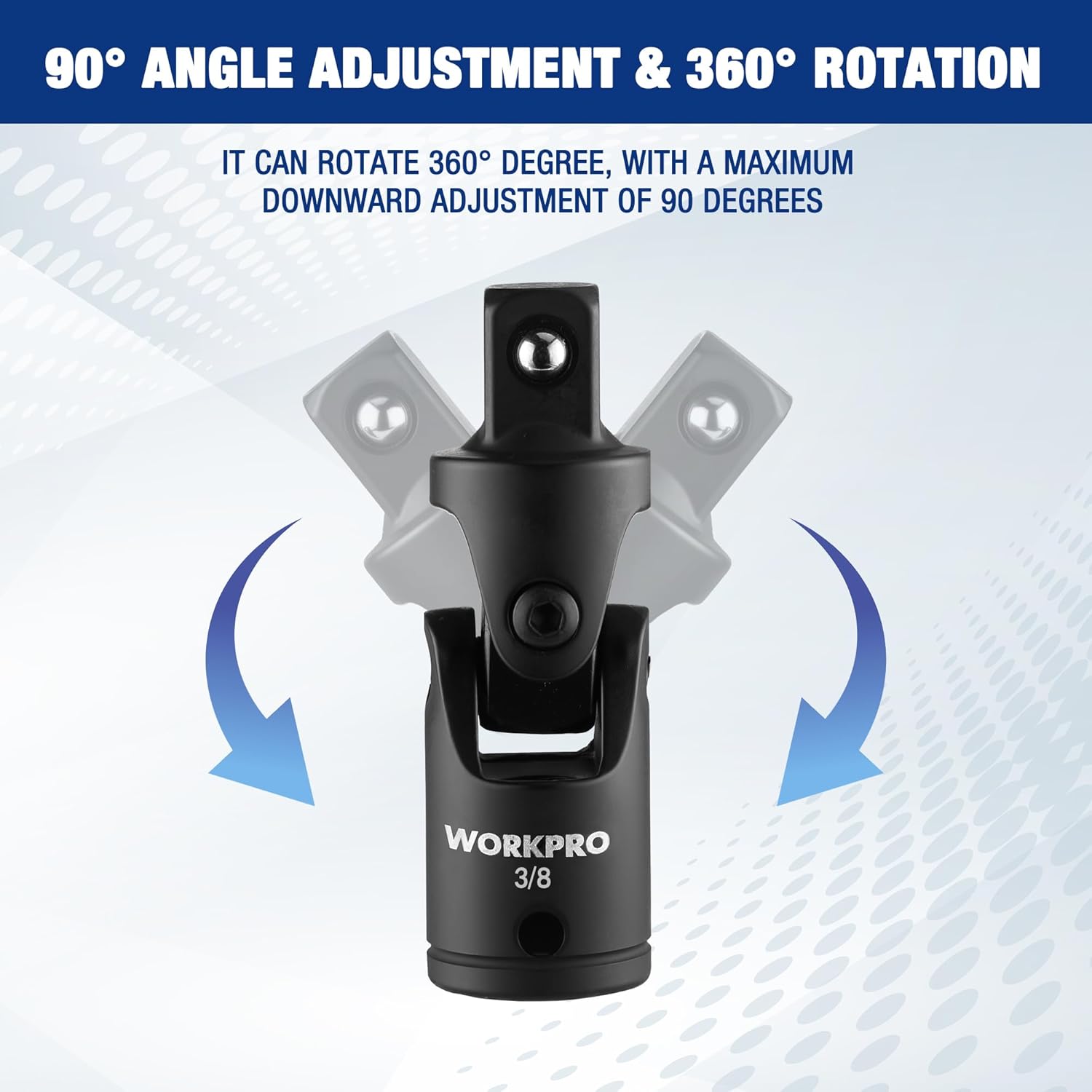 Black universal joint socket adapter with multi-angle joint and swivel head