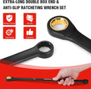 WORKPRO Extra Long Ratcheting Wrench Set, 9-Piece Anti-Slip Double Box Wrenches Set, SAE 5/16-3/4 in, 72-Teeth, Cr-V Steel and Black Electrophoretic Coating Wrenches with Rolling Pouch