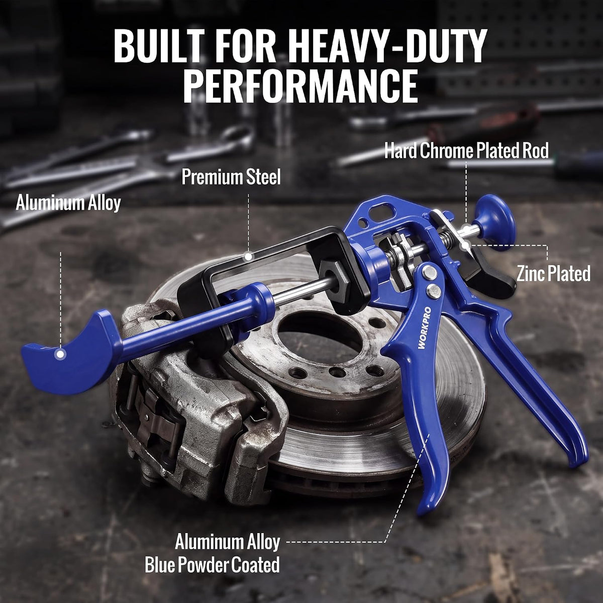 WORKPRO Heavy Duty Dual Piston Brake Caliper Compressor for Pad Replacement