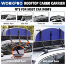 WORKPRO 21 Cubic Feet Rooftop Cargo Carrier Roof Bag, Waterproof Roof Rack Cargo Carrier for Vehicles with/Without Rack, Heavy Duty 840D PVC, Includes Anti-Slip Mat, 6 Door Hooks and Storage Bag
