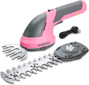 WORKPRO 2 in 1 Handheld 7.2V Electric Cordless Shrubbery Trimmer Hedge Shears/Grass Cutter - Pink Ribbon
