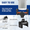 WORKPRO Universal Oil Filter Wrench (2-3/8 to 3-1/8") Adjustable with Auto-Clamp Spring, Oil Filter Removal Tool, Oil Filter Change Set, Ideal for Engine Filters, Conduit, & Fittings