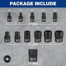 WORKPRO 25-Piece Torx Bit Socket Set, 1/4", 3/8", 1/2" Drive, E4-E22, T8-T60 Female & Torx Socket Set, CR-V & S2 Alloy Steel