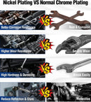 WORKPRO 8 mm Flex-Head Ratcheting Combination Wrench, Cr-V Constructed, Nickel Plating, 72-Teeth, 12 Point Design, Metric