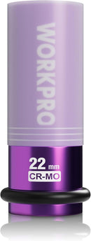 WORKPRO 1/2" Drive Lug Nut Impact Duty Socket, 22mm Deep Thin Wall Socket, Made of Premium Cr-Mo Steel, Non-Marring Lug Nut Wheel Sockets for Car