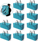 WORKPRO 10 Pack Extra Large Moving Bags with Zippers & Carrying Handles Backpack Straps, Heavy-Duty Storage Tote for Space Saving Moving Storage (Blue)