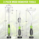 WORKPRO 3-Piece Weed Puller Tool Set, 15-Inch 6-Tine Weed Remover, 12" Hand Weeder, 12.5" Crack Weeder, Stainless Steel with Ergonomic Handle for Lawn, Garden, Yard
