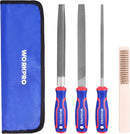 WORKPRO 8-Inch Metal File Set, 3-Piece Flat Half Round Round Files | Carbon Steel Files with Wire Brush & Storage Pouch for Woodworking, Metalworking, Shaping and Smoothing