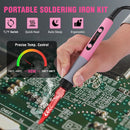 WORKPRO Soldering Iron Kit, 90W Soldering Gun with Digital Display, Iron Tips, 11-in-1 Adjustable Temperature Welding Kit for Electronic Repair, DIY Enthusiasts(110V US Plug,Pink)