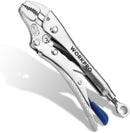 WORKPRO 5" Curved Jaw Locking Pliers with Screw Extractor, CR-MO Steel Construction with Perforated Screw, Multipurpose Clamping Tool for Automotive, Welding, and Home DIY