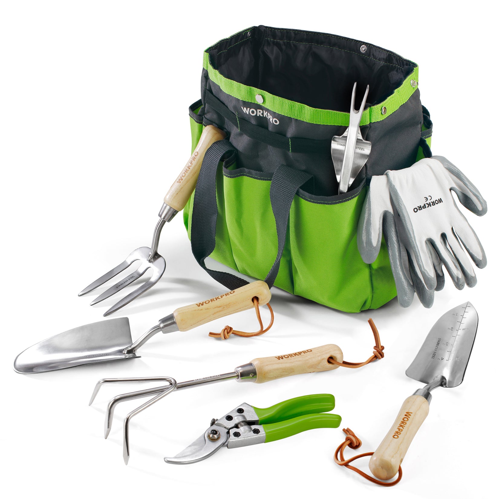 WORKPRO 8 Pcs Stainless Steel Heavy Duty Garden Tools Set