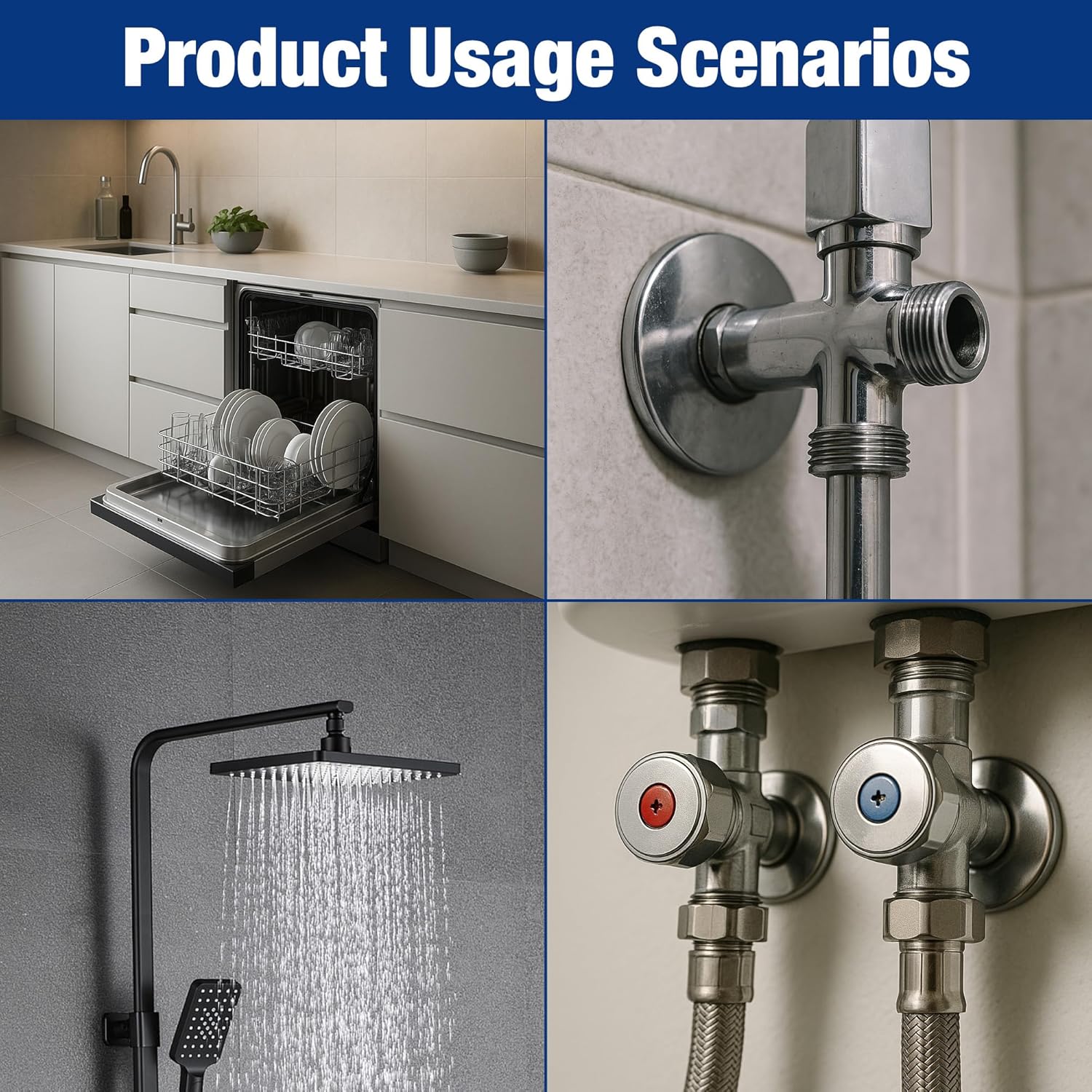 Compression faucet connection with metal nut and ring components on pipe