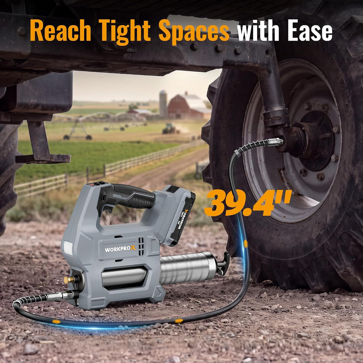 WORKPROX Electric Grease Gun in grey with innovation quality and secure durable convenient quantitative dispensing