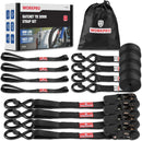 WORKPRO Ratchet Tie Down Straps, 4-Pack | 1" x 15' | 1823 lbs Break Strength Heavy Duty Ratchet Straps with 4PC Soft Loops, Fits for Moving Appliances Motorcycle ATV Truck (Black)