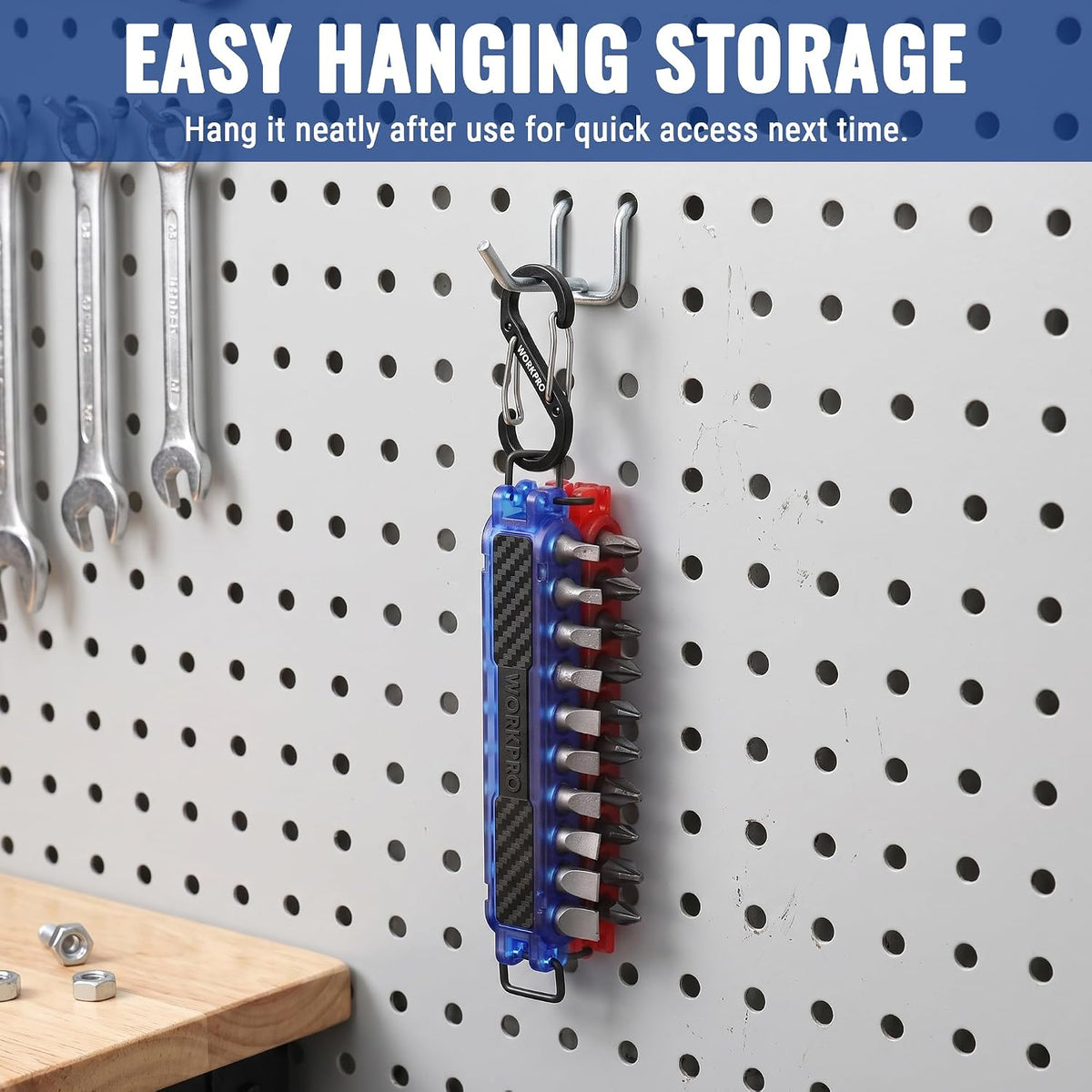 WORKPRO 2-Pack 1/4 in Hex Bit Holders, Bit Organizers with Carabiner