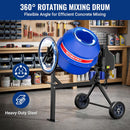 WORKPRO 4.6 Cu.Ft. Electric Cement Mixer, 600W 0.8HP Portable Concrete Mixer with Wheels & Stand Steel for Stucco, Mortar & Seeds