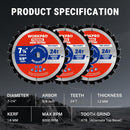 WORKPRO 7-1/4 Inch Woodworking Circular Saw Blades, 24T Framing & Fast Ripping, Thin Kerf, Carbide Tipped, ATB Tooth, 3-Pack