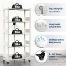 WORKPRO 5-Tier Folding Shelf, No-Assembly Metal Storage Rack with Wheels, 750 lbs Capacity (with Leveling Feet), Collapsible Shelving Unit for Kitchen, Pantry, Closet & Craft Shows - White
