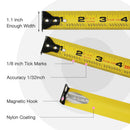 WORKPRO Pink Heavy Duty Tape Measure, 25FT Retractable Tape Measurement, Double Retract Long Stand Measuring Tape Accuracy 1/32 for Engineer, with Magnetic Hook, Belt Clip, Rubber Protective Casing